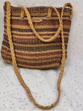 Esprit Woven Straw Tote Crossbody Bag Boho Natural Raffia Shoulder Purse